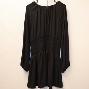 NEW Madewell Bubble Sleeve Mini Dress Long Sleeves Jewel Neckline Chiffon Sz XL